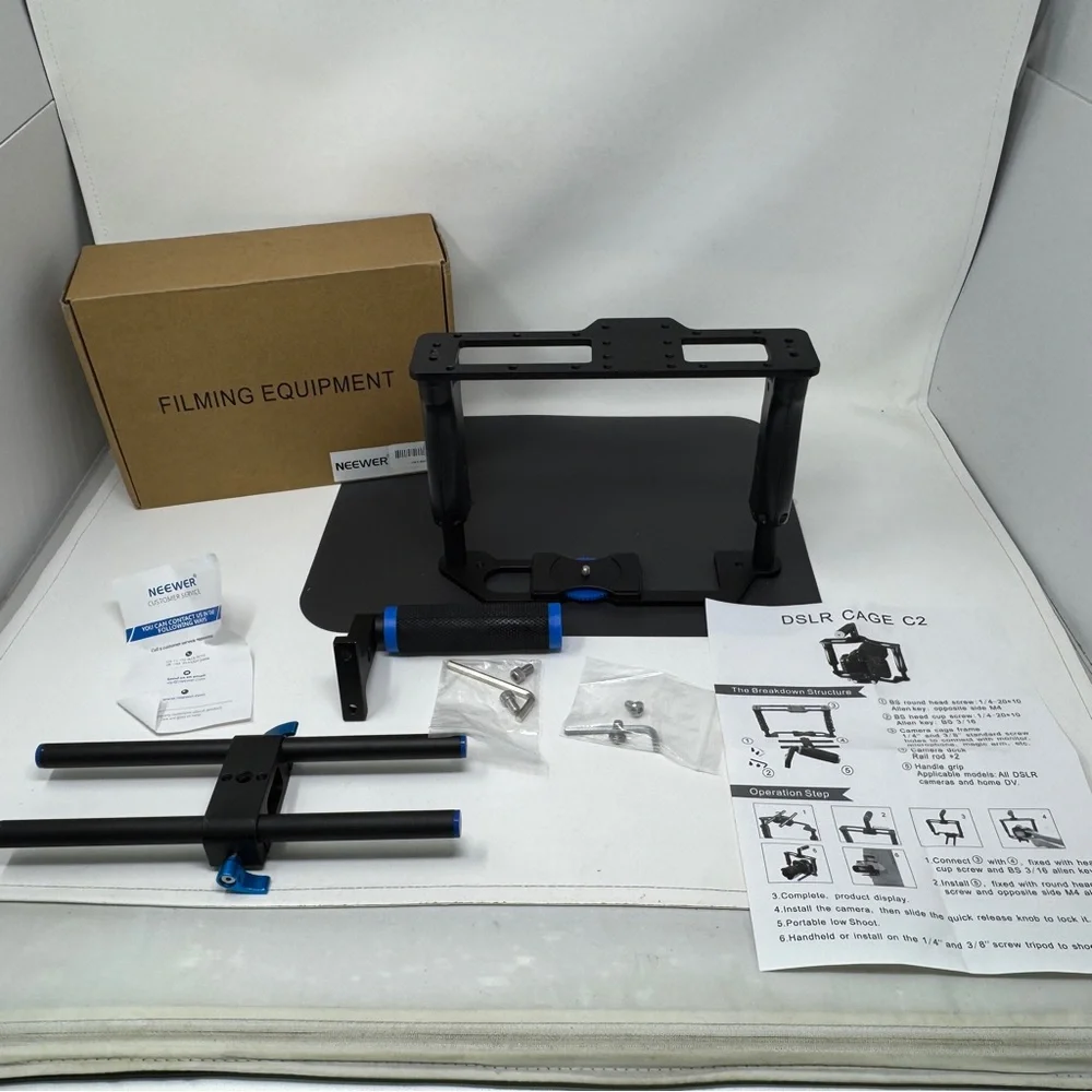 NEEWER Camera Cage Kit w/Handle & Grips Black+Blue DSLR CAGE C2 filming equipmen
